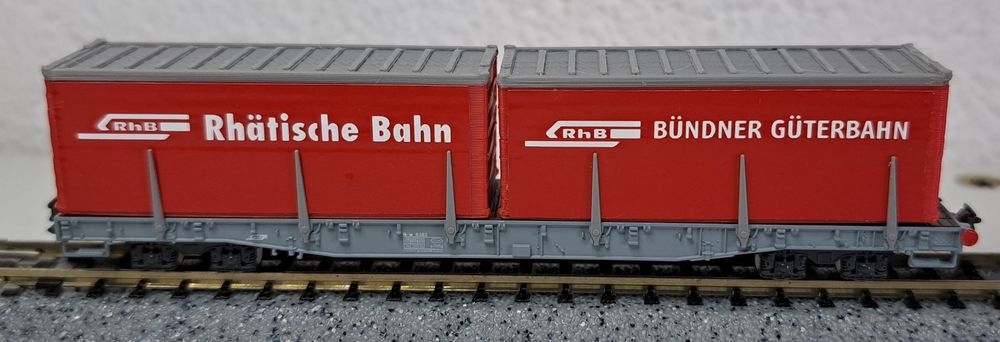 RhB Rhätische Bahn Container Güterwagen Spur N Neu OVP (Neu (gemäss ...