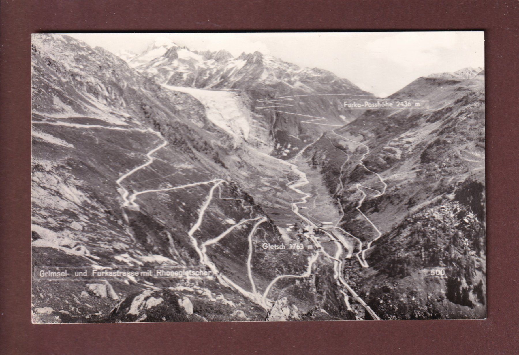 Cartoline postali: GRIMSEL- und FURKASTRASSE - Rhonegletscher – Usato da Pully venduto da nicecards