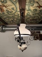 Deckenlampe Metall Keramik Blumenmotiv rustikal gebraucht