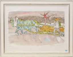 Carigiet Alois  Pferdeschlitten Original handsignierte Litho