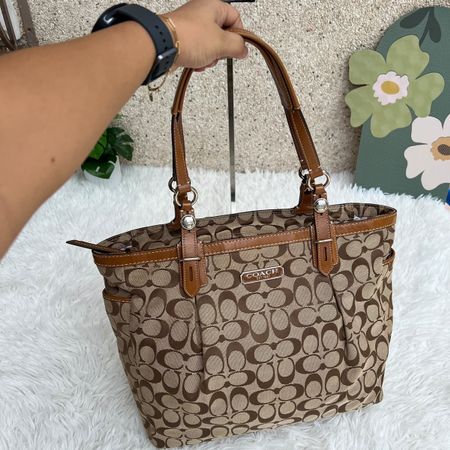 COACH Tasche braun/beige Canvas Leder guter Zustand