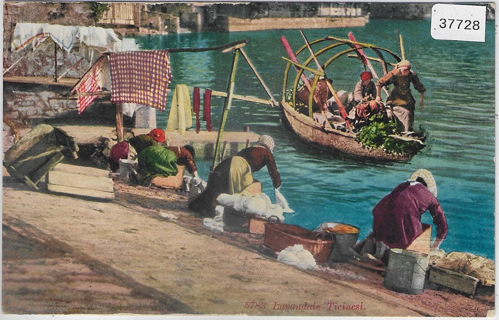 Cartoline postali: Lavandaie Ticinesi - Wäscherinnen - Litho – Usato da Ettingen venduto da Kartenplanet