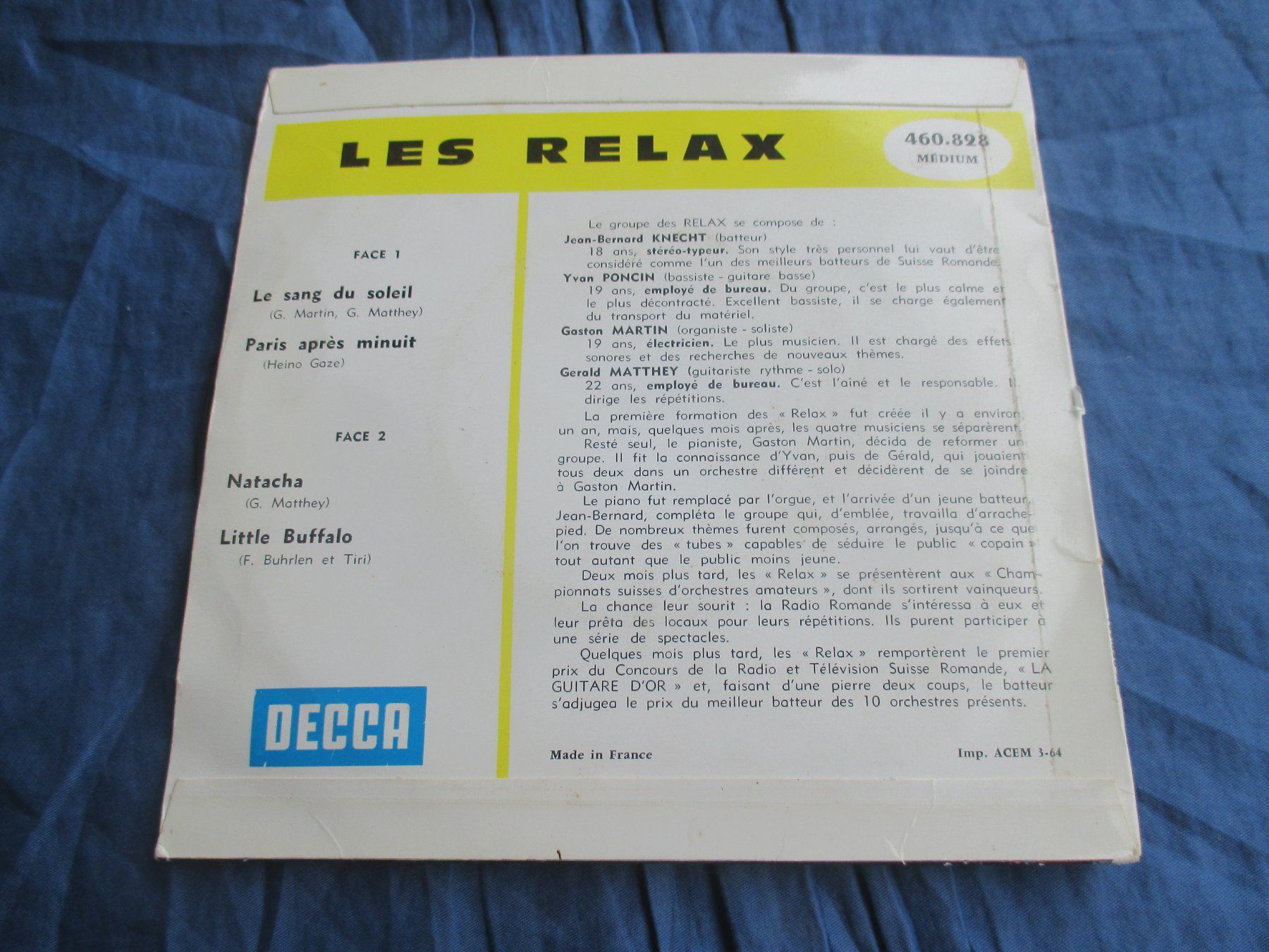 Dischi in vinile: Les Relax EP Lesang du soleil – Usato da Colombier NE venduto da Nevenma 1