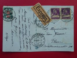 1920, Express Postkarte von MONTREUX nach BERN m. Nachporto!