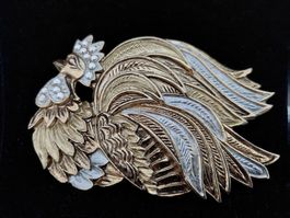 Brosche/Schnalle/Foulardhalter gold-silberfarben, Strass