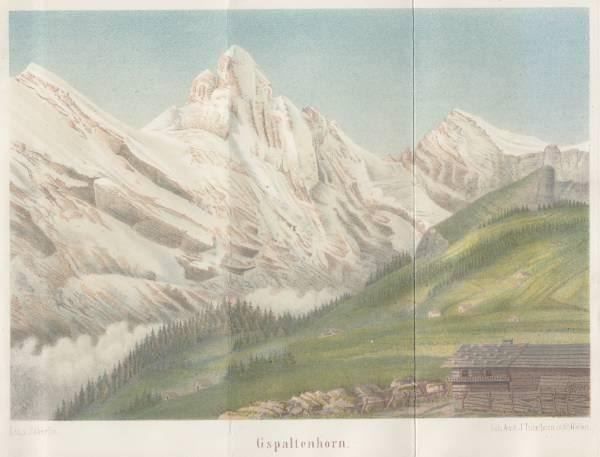 Grafica & Litografie: GSPALTENHORN, LITHOGRAPHIE 1870 – Antico da Grüningen venduto da Kartensammler 1