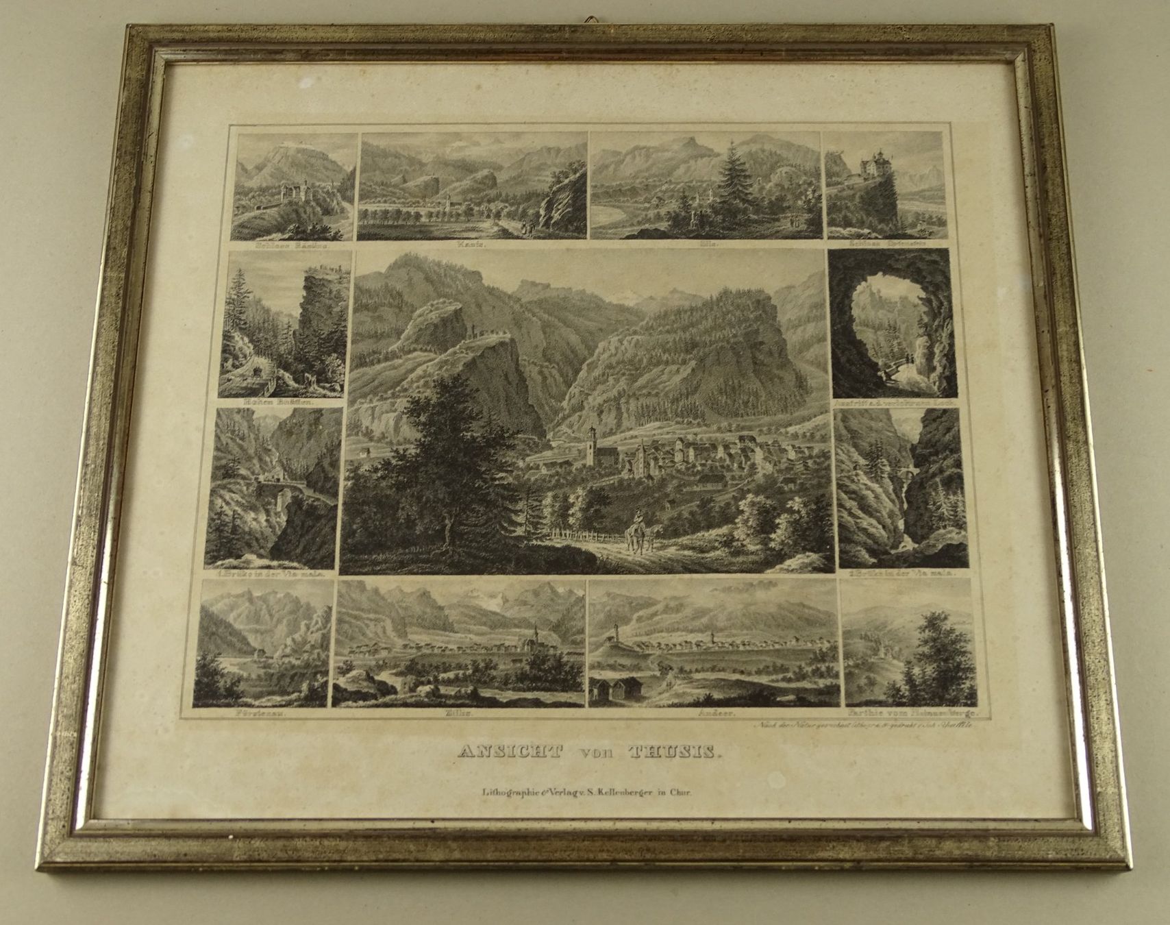 Incisioni: THUSIS, LITHOGRAPHIE UM 1840 – Usato da Grüningen venduto da Kartensammler