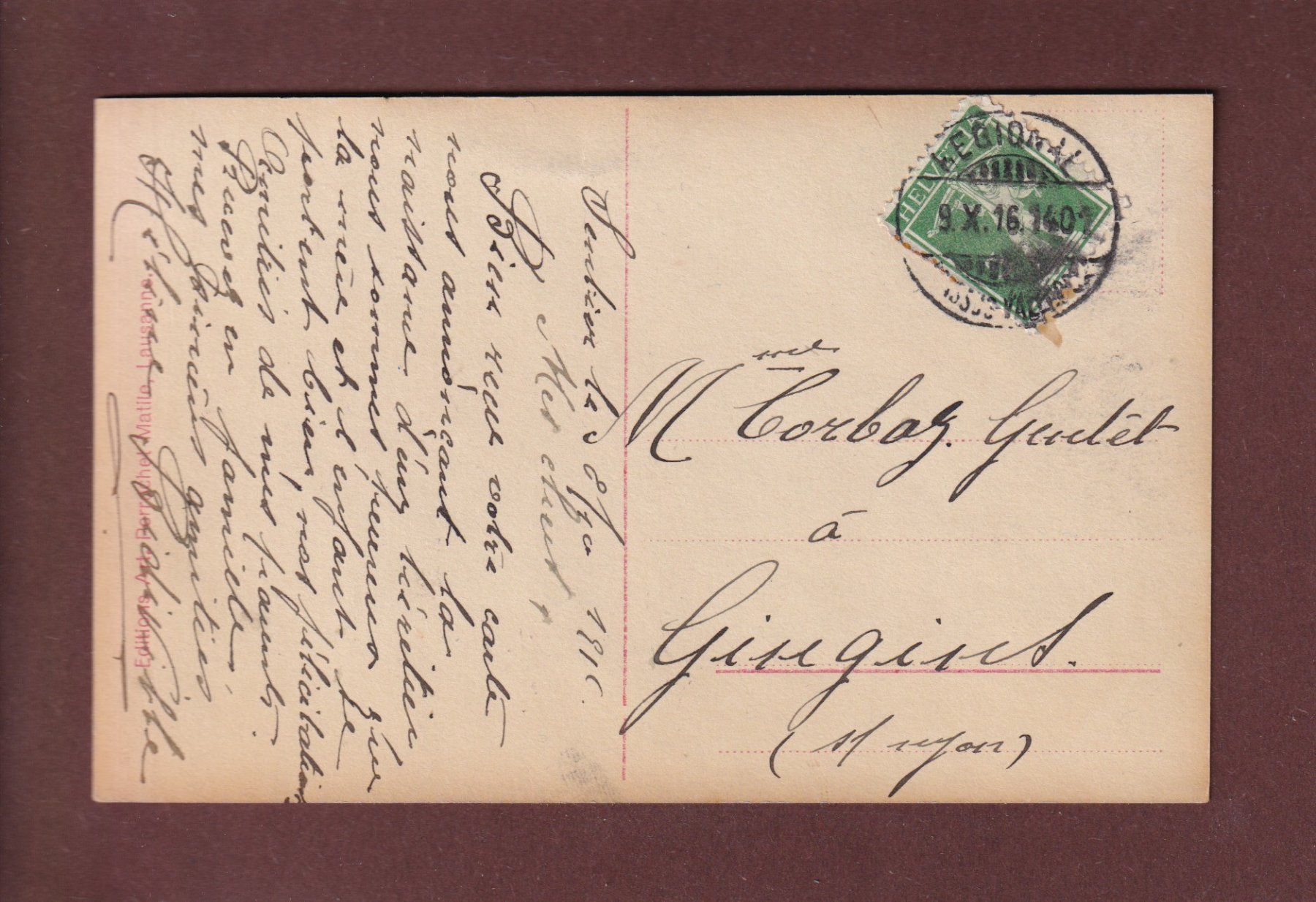 Cartoline postali: LE SENTIER - Vue partielle - 1916 – Usato da Pully venduto da nicecards 1