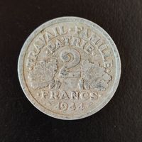 2 Francs Münze Frankreich 1944