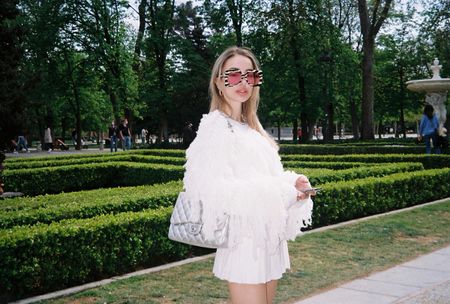 fluffy white fringe cardigan top / jäcklein