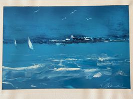 ACRYL-LACK Bild  "Sehnsucht Meer" 25x17cm signiert