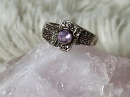 Vintage Silberring 925 mit lila Stein