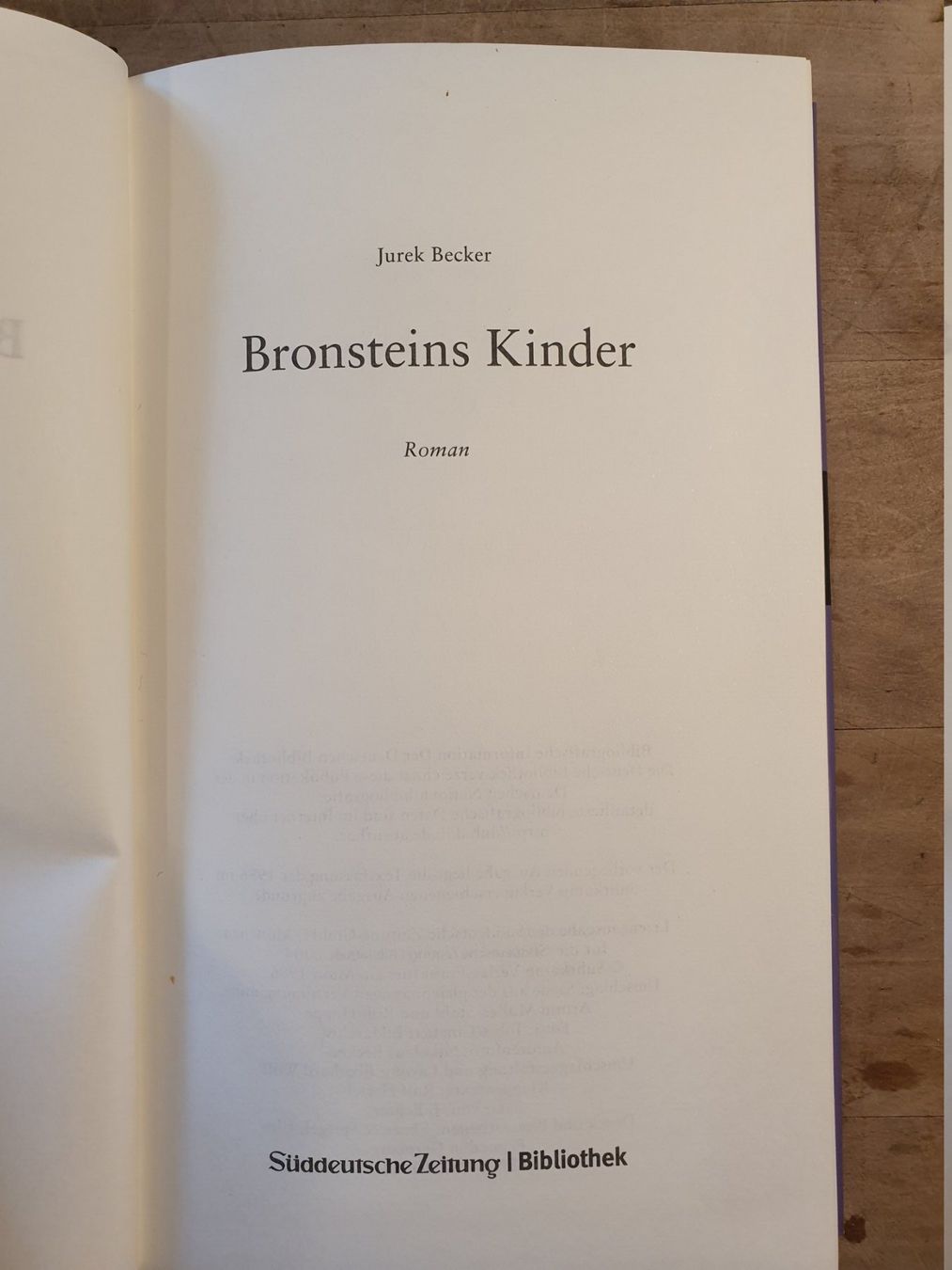 Bücher: Bronsteins Kinder Jurek Becker Süddeutsche Zeitung – Gebraucht aus Zürich von loosebone 2