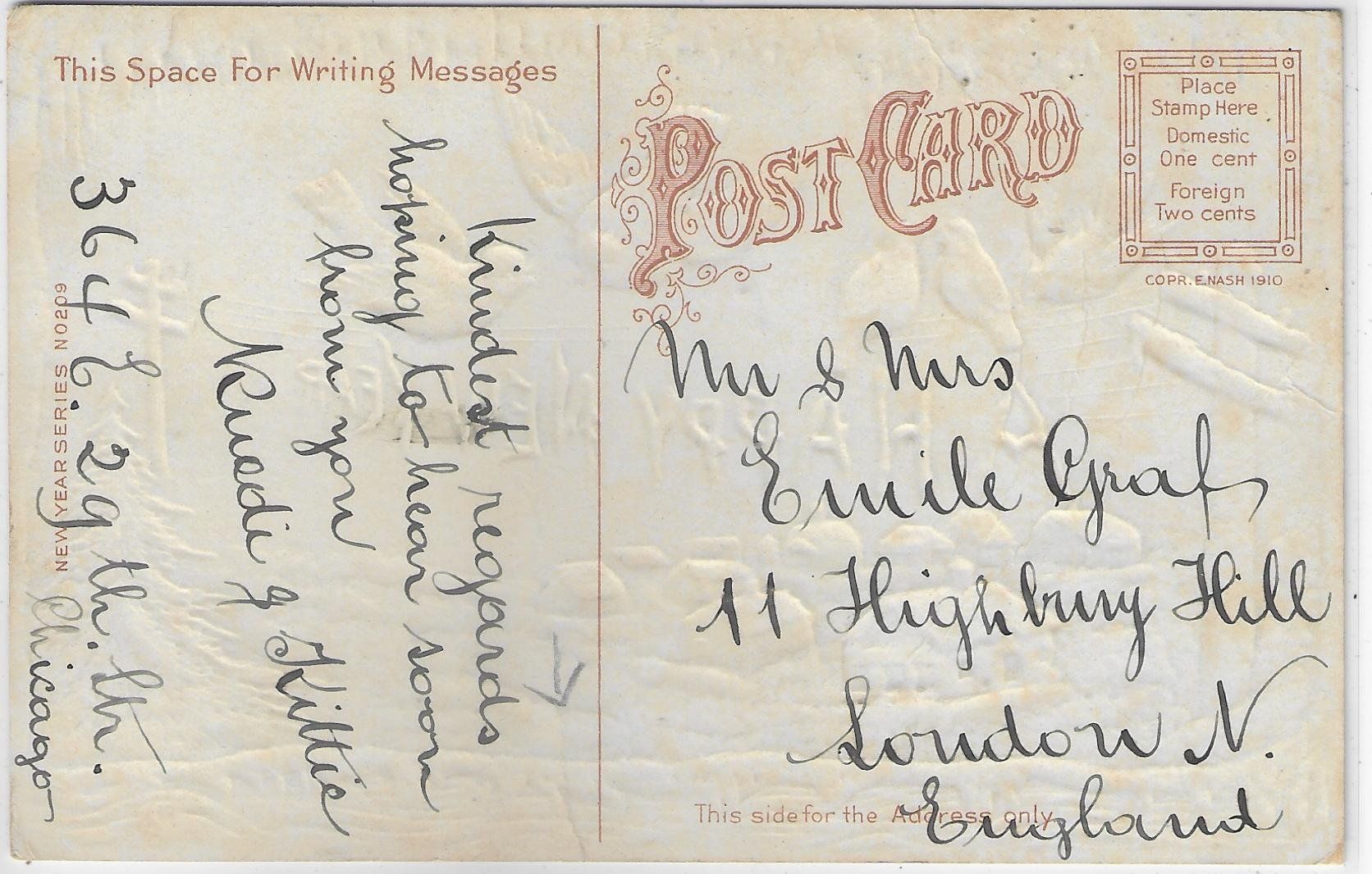 Cartoline postali: A Happy New Year - Präge-Litho – Difettoso da Ettingen venduto da Kartenplanet 1