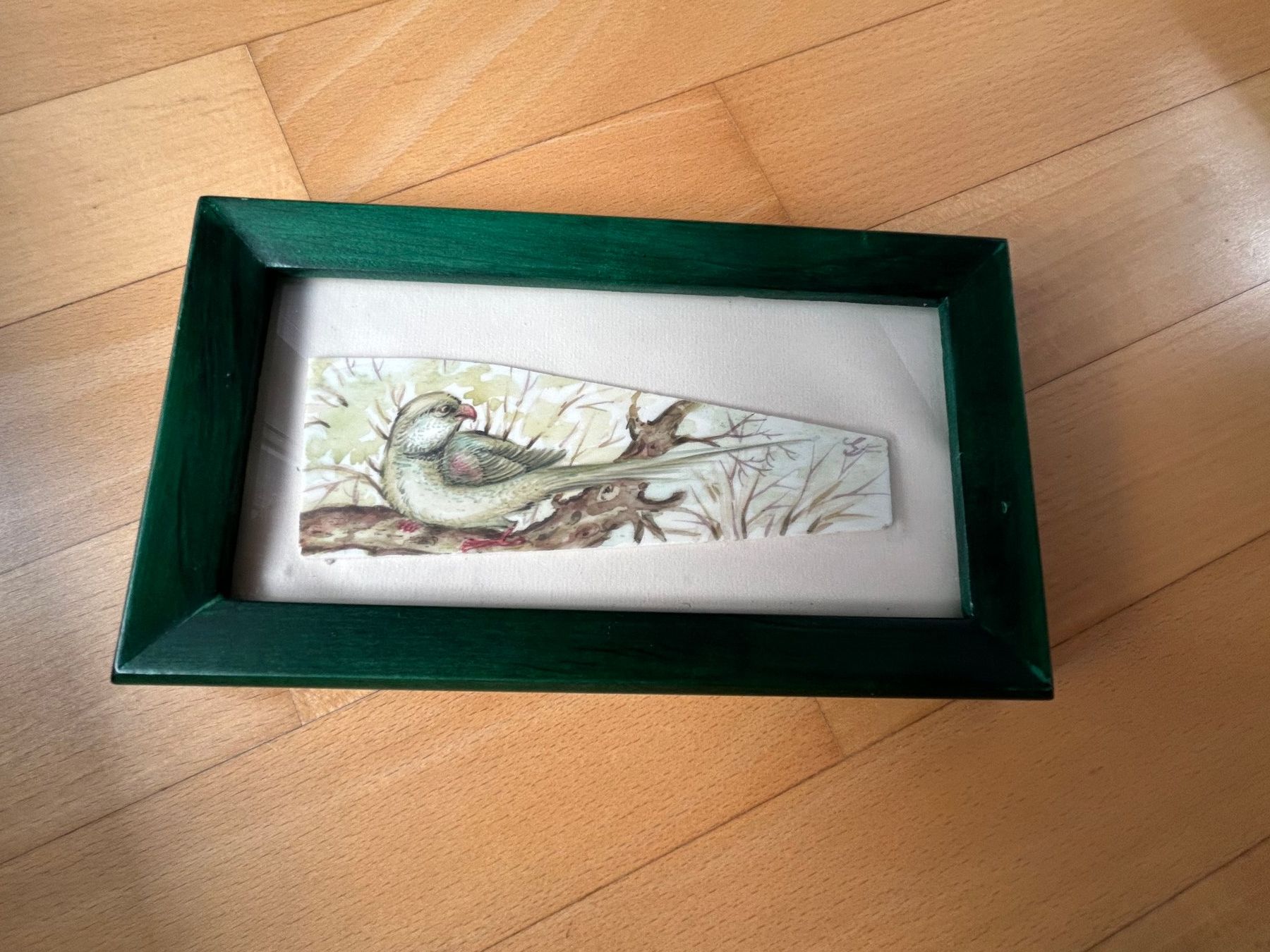 Foto & Immagini: Bild mit Vogel, wahrscheinlich auf Knochen gemalt – Nuovo e nell'imballaggio originale da Au SG venduto da Zogu