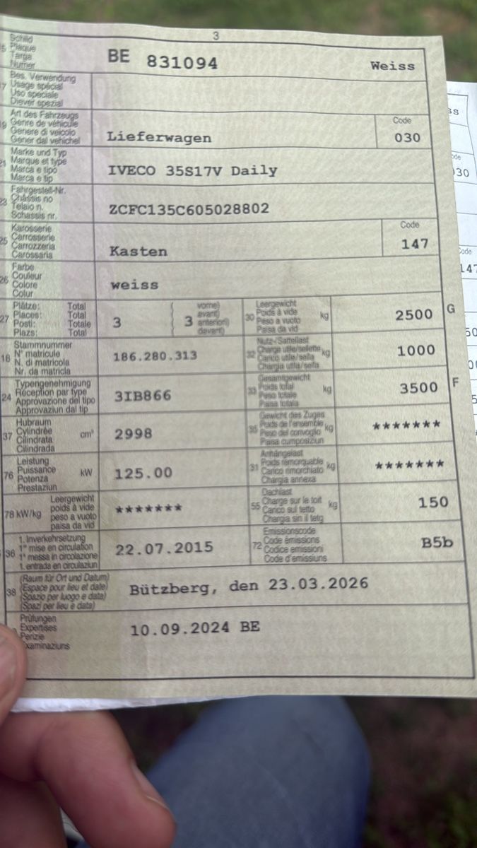 Iveco Nutzfahrzeuge: Iveco 35S17 V Daily ab MFK – Gebraucht aus Niederbipp von baggerch 8