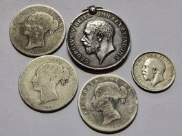 England Lot Silber Münzen 73.3 gr.