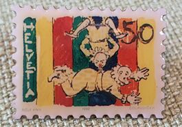 A754 - Pin Helvetia Briefmarke Zirkus