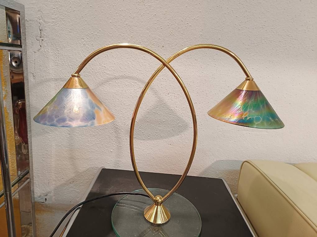 Lampade: Vintage Tischlampe Glas farbig mit dimmer – Usato da Zürich venduto da style-and-design.zh 1