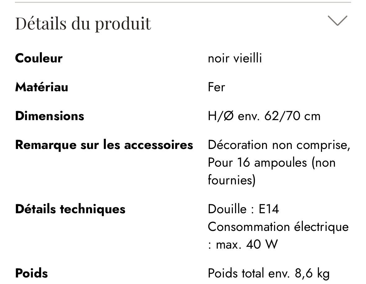 Loberon Lampade: Lustre moderne en fer forgé - Style rustique et élégant – Nuovo e nell'imballaggio originale da Commugny venduto da rus_my8v 5