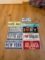 8x Deko Blechschilder / Nummernschilder (USA, New York, usw)