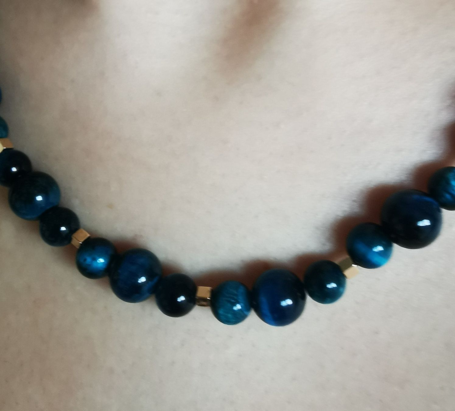 Catenine: Halskette mit blauen Tigerauge-Perlen – Nuovo (secondo la descrizione) da Niedergösgen venduto da lil_s6k8 5