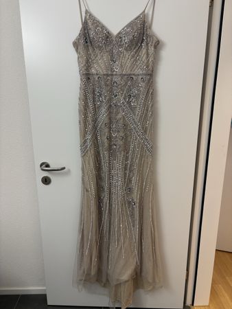 Jovani Abendkleid Gr 8 Perlengesteppt Silber