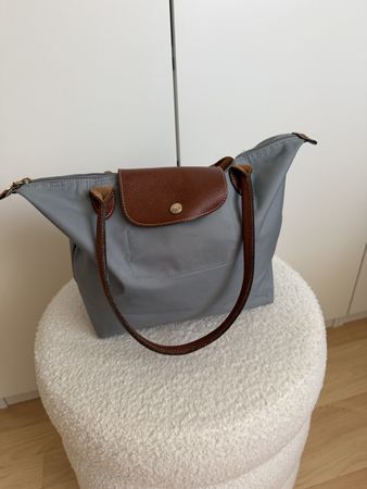 Longchamp Le Pliage (M) Handbag blue grey
