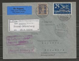 1926 : seltener Erstflug Basel - Nürnberg mit Attest