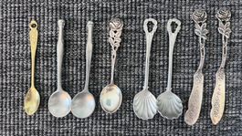 Konvolut Sammellöffel und Besteckteile Zinn + Silber Ab-Re