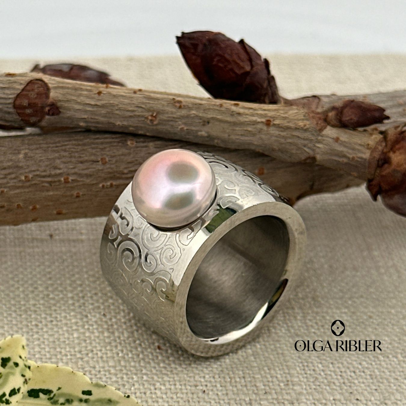 Olga Ribler Bagues: Edelstahl Ring mit Perle Grösse 58 – Neuf (Voir description) à Luzern par Schmuckoutlet 2