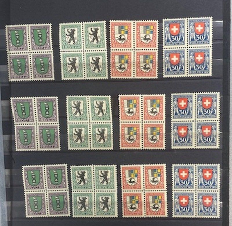 Tutti i francobolli: Pro Juventute 1925; 3 x Serie postfrische Viererblocks – Usato da Sirnach venduto da Melisangi