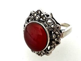 Vintage Silberring 925 mit Markasiten und Karneol
