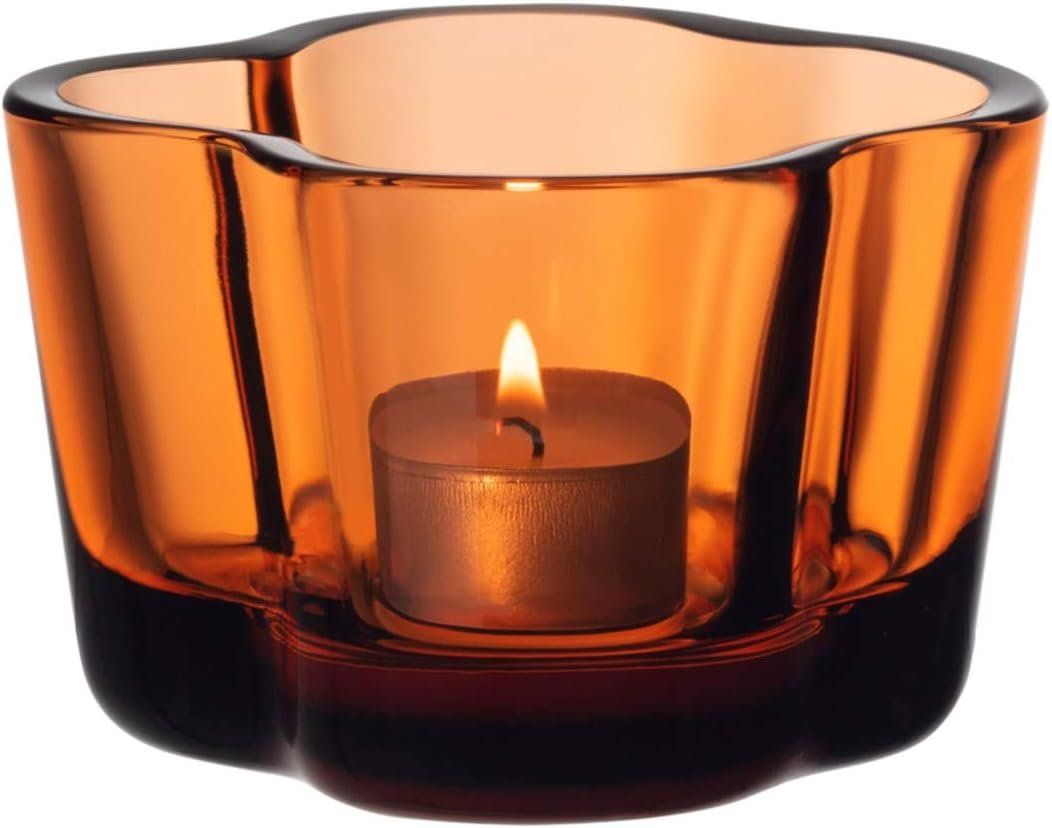 Iittala Portacandele: 2 x Iittala Aalto: Windlicht orange 6cm – Nuovo e nell'imballaggio originale da Mönchaltorf venduto da godetra
