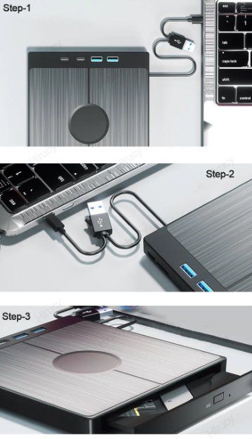 Systèmes audio & multimédias: Multifunktion Typ C externe CD DVD RW Player Brenner Reader – Neuf avec emballage d'origine à Genève par Top-Trend 4
