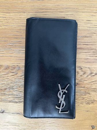 Portefeuille Saint Laurent Monogram en cuir noir