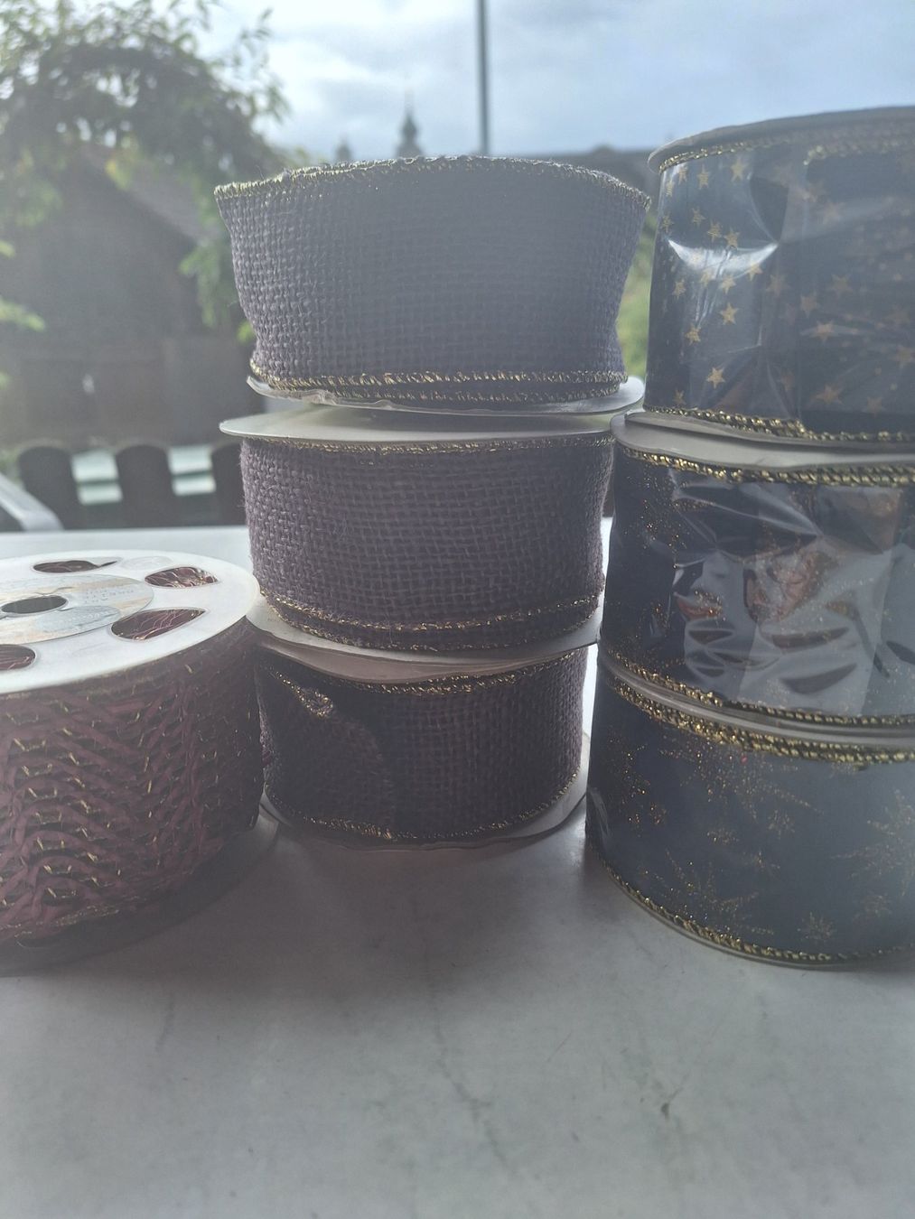 Dekobänder: 7 ROLLEN GESCHENKBAND IN BLAU - VIOLETT – Neu (gemäss Beschreibung) aus Huttwil von Kunterbuntli