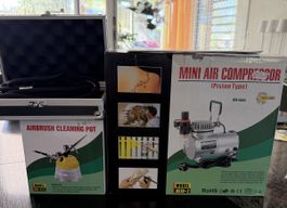 AIRBRUSH CLEANING POT UND KOMPRESSOR