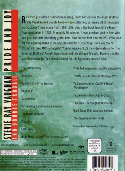 Tutti i DVDs: Vaughan Stevie Ray & Double Trouble: Pride and Joy DVD – Nuovo e nell'imballaggio originale da Steinhausen venduto da Vilivinili 1