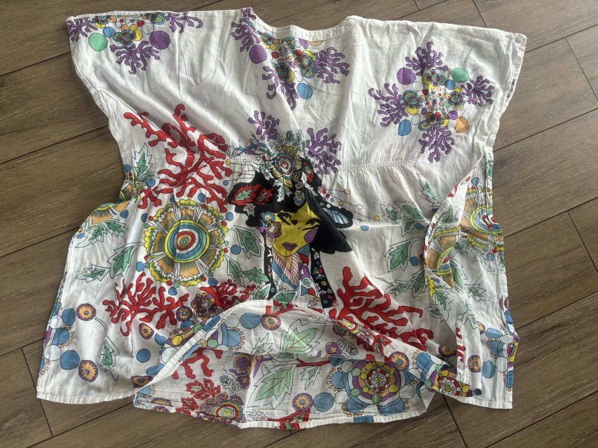 Top: S-M_Chris Line Beach Kaftan Top with beads_thin cotton – Usato da St-George venduto da elena27 2