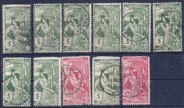 UPU 1900, No. 77a et B + 78A et B avec variétés