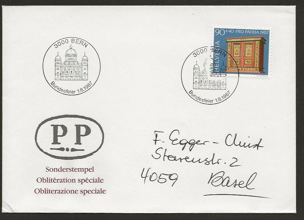 Alle Briefmarken: 1987   Brief Bundesfeier, 1. August,  BERN – Gebraucht aus Arlesheim von kuhnphila