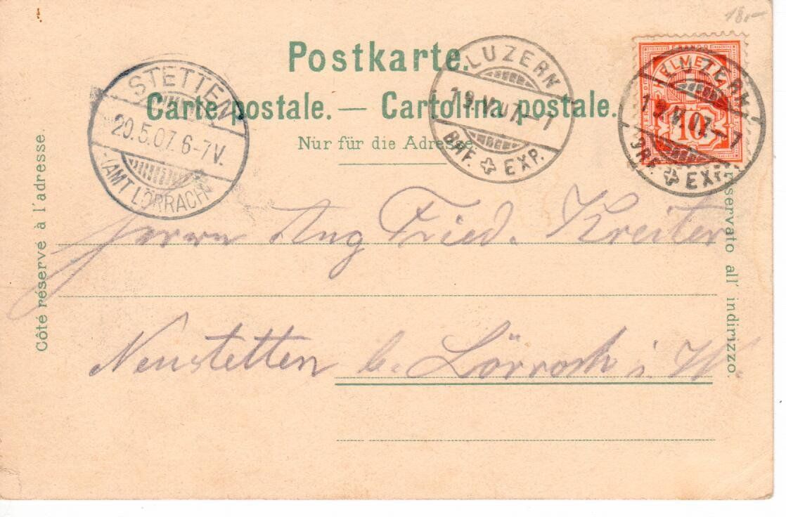 Ansichtskarten: Luzern 1907 – Gebraucht aus Wolhusen von Curver9 1