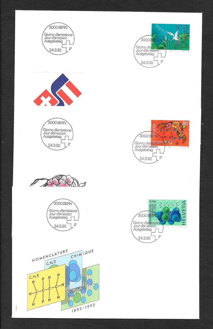 Tutti i francobolli: 3 FDC 823-825 Serie Einzelmarken ET 24.3.1992 – Nuovo (secondo la descrizione) da Olten venduto da clotaldi