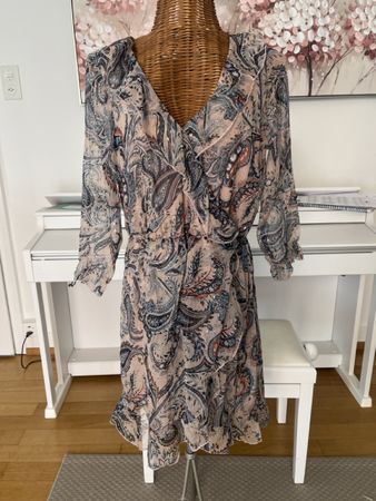 Kleid mit Paisley-Muster, Rüschen, Zebra, XS