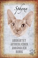 Blechschild-STECKBRIEF-SPHYNX KATZE