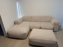 Sofa mit polster hocker Teddy beige bouclet HUDSON 