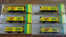 6 Hubschiebedachwagen "Spielwarenmesse 1984" Minitrix Spur N