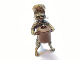 Wienerbronze Katze, Bermann Wien, Darstellung eines Koches