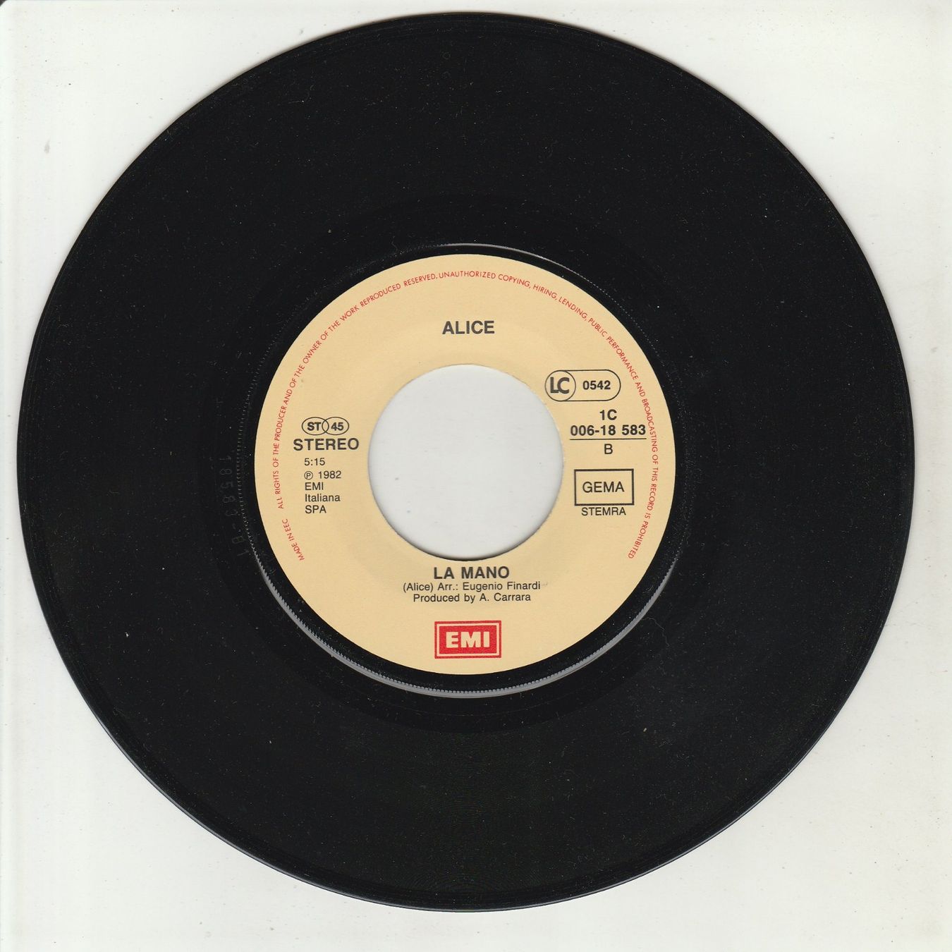 Dischi in vinile: Alice - Messaggio 7" Vinyl 1982 – Usato da Tübach venduto da JamesStone 3